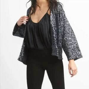 GAP Sequin Kimono Style Open Front Jacket Size Medium